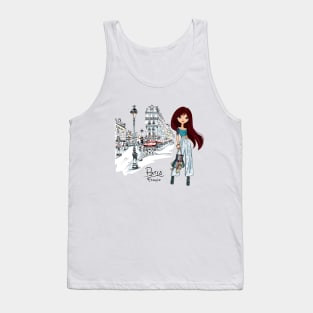 Vector fashion girl in Paris Tank Top